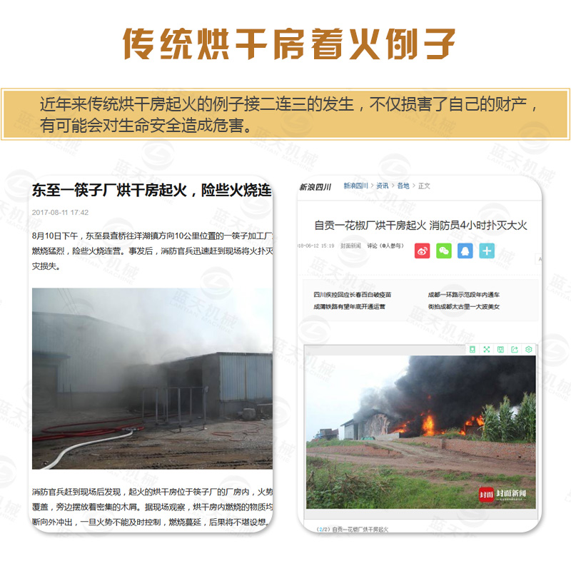 木炭烘干機傳統烘干房著火案例